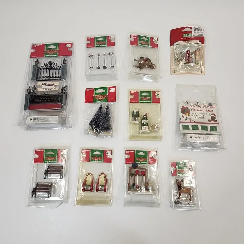 Lemax Christmas Lot of 11 Coventry Cove Christmas Village Accessories Figures